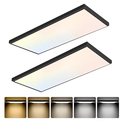 GT-Lite 2 Pack 2'x4' 5500 Lumen LED Flat Panel,Black Trim - color: Black, size: 4ft x 2ft