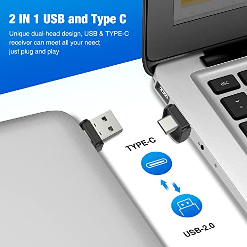 USB C Presentation Clicker with Red Laser, 2-in-1 USB-A/Type-C Receiver - size: Red+AAA