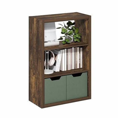 Furinno Viola Book Shelf, 3-Tier Bookshelf, Extra Thick Frame Bookcase with Open Shelf, Open Back Design, 11.3" x 23.2" x 35.9", for Living Room, Bedroom, Home Office, Amber Pine - color: Amber Pine, size: 3-Tier, Thick Frame