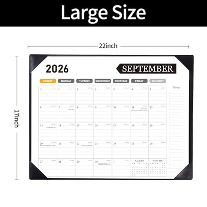 Desk Calendar 2026-2027, 22 x 17, Jun. 2026-Dec. 2027, PU Desk Pad - color: Black