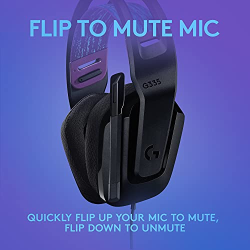 Logitech G335 Wired Gaming Headset (with Flip to Mute Microphone) - Black - color: Black, style: Wired