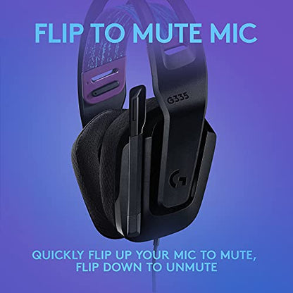 Logitech G335 Wired Gaming Headset (with Flip to Mute Microphone) - Black - color: Black, style: Wired