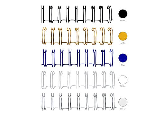 Rayson Wire Binding Spines, 1/2" 3:1 Pitch, 32-Loop, Multicolor, 100 Pack | Includes black, gold, blue, white and silver; choose 1/2" size for medium documents with 3:1 pitch binders. - size: 1/2"