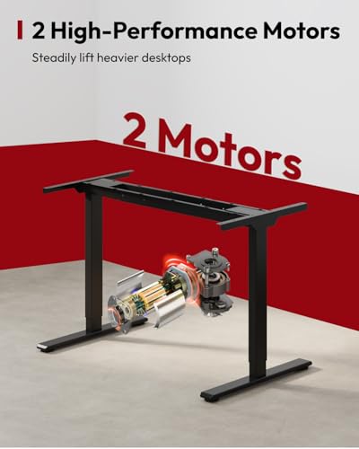 SANODESK Dual Motor 63''x 28'' Large Height Adjustable Standing Desk - color: Black Frame/Black Walnut Top, size: 63x28