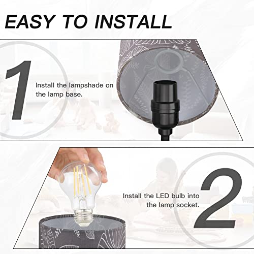 CINSARY Touch Control Bedside Lamp with 2 USB Ports, 3-Way Dimmable Table lamp for Bedroom, Nightstand Lamp with Round Grey Fabric Shade for Living Room Home Office (E26 LED Bulb Included) - color: Gray