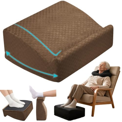 Foot Rest Under Desk with Rocking Base | Brown Checkered Pattern | Washable velvet cover | 15° tilt + rocking base | 2 heights: 6.1"/7.3" | Non-slip | Office, gaming, home - color: Brown Checkered Pattern, size: 12.6" L x 15" W x 6.1"