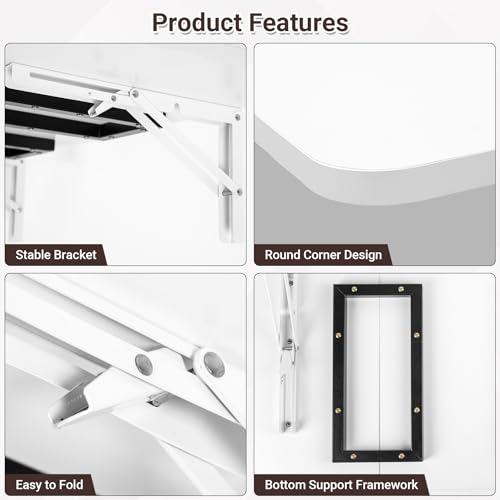 Neoaider Wall Mounted Folding Desk 35.4” x 15.7”, White - color: White, size: 35.4" x 15.7"