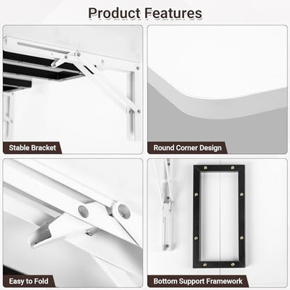 Neoaider Wall Mounted Folding Desk 35.4” x 15.7”, White - color: White, size: 35.4" x 15.7"