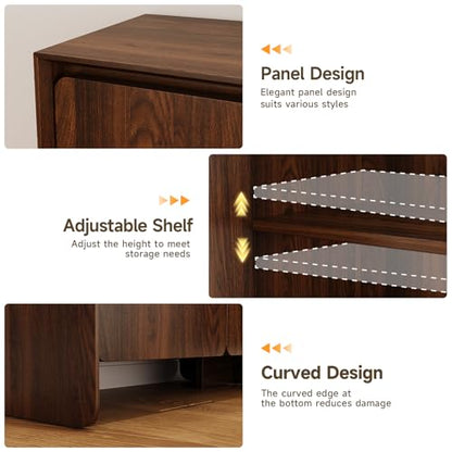 63" Sideboard Buffet Cabinet with Storage, Buffet Sideboard Cabinet with 4 Doors & Adjustable Shelves, Modern Coffee Bar Console Table for Living Room, Kitchen, Entryway - color: Walnut