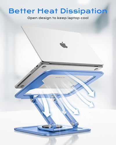 LOXP Adjustable Laptop Stand, Computer Stand with 360 Rotating Base | Ergonomic Laptop Riser Mount for Desk Foldable Protable Computer Desk Fits with MacBook Pro Air (10-16") - Blue