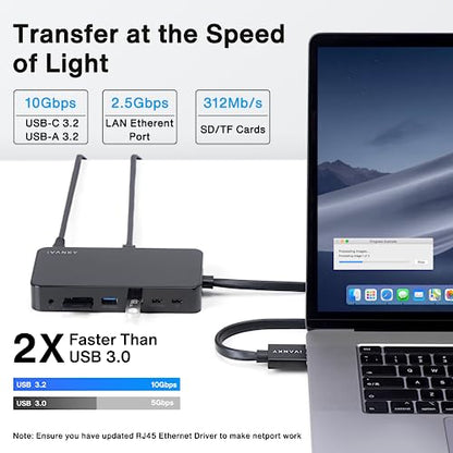 iVANKY FusionDock 1+ MacBook Pro Docking Station with 150W Power Adapter | 12-in-1 Dual 4K@60Hz Thunderbolt 3/4 Dock, 10Gbps, 96W PD, 2.5Gbps Ethernet, SD/TF Audio (Incompatible with Window) - color: Black Ultra