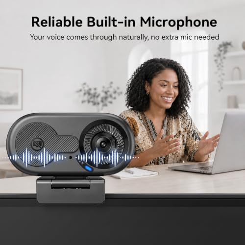 EMEET C100 2K Webcam for PC with Rotating Privacy Cover, Mic & Metal Clip | Computer Camera for Home Office, Meetings, Learning, Streaming, External Webcam for Desktop, Laptop, PC USB-A - style: Crisp 2K w/ Portable Metal Clip