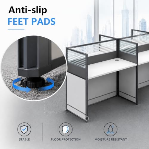 Office Cubicle Desk with Privacy Panels - Modular Office Workstation for 2/4/6/8/10 Person, Wood and Metal Workstation for Business Commercial Workspace,White,8 Person - size: 8 Person