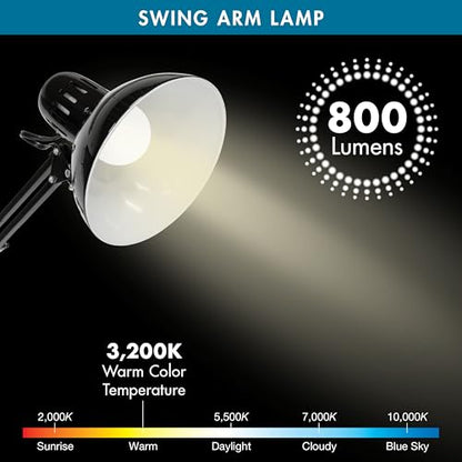 Studio Designs Swing Arm Lamp with 13-watt CFL Bulb, Black