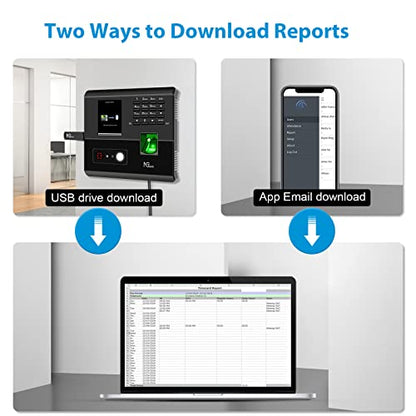 NGTeco APP Time Clock for Small Business, 4-in-1 Mode, No Monthly Fee | Employee Attendance Machine with Face, Fingerprint, RFID & PIN Check-in, 10 RFID Cards, 2.4G WiFi, Flexible Shift Management