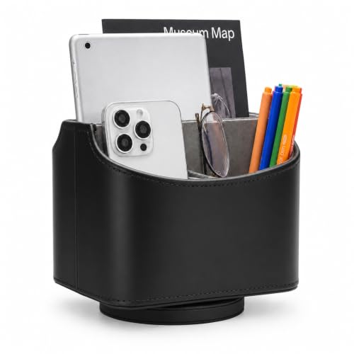 UnionBasic Rotating Desk Organizer, 360 Desk Spinning Caddy, Desktop TV Guide/Mail/Media/Remote Controller Holder Organizer,Black - color: Black