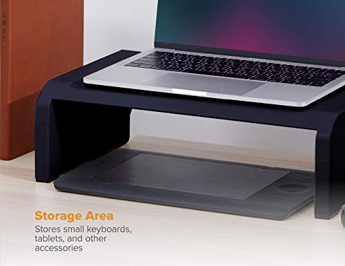 Bostitch Office Konnect Adjustable Monitor Stand Riser, 4 Height Adjustments, Built-In Cable Management, Rubber Feet - Black - color: Black, style: Laptop Stand