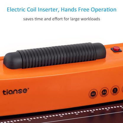 TIANSE Binding Machine, Spiral Coil Binder Machine, Manual Book Maker Punch Binder with Electric Coil Inserter,Suit for Letter Size / A4 / A5