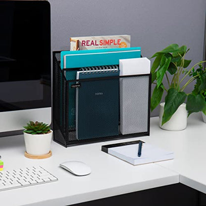 Mind Reader Metal Mesh File Organizer, Black | 3-Tier | Desktop | Modern Style | Pack of 4 - size: Single (Pack of 4)