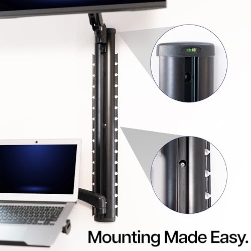 VIVO Sit-Stand Wall Mount Counterbalance Height Adjustable Monitor and Laptop Workstation for Screens up to 27 inches, STAND-SIT1L