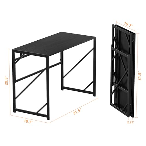 Elephance Folding Desk Writing Computer Desk for Home Office No-Assembly - color: Black, size: 31.5 Inch
