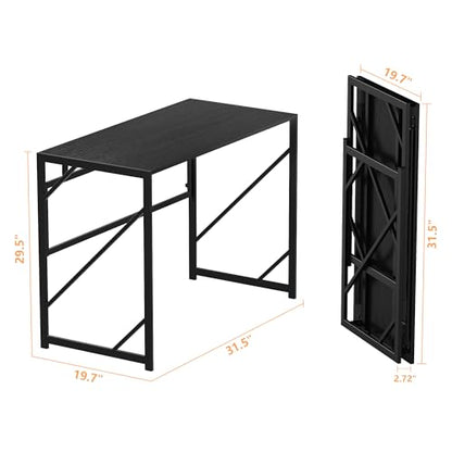 Elephance Folding Desk Writing Computer Desk for Home Office No-Assembly - color: Black, size: 31.5 Inch