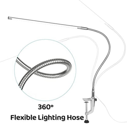 Desk Lamp with Clamp, 3 Modes 10 Brightness 360° Rotation Eye-Caring Reading Light,8W Long Flexible Gooseneck, Architect Task Lamp, USB Clamp Light for Home Office Manicure Reading - color: ‎Trichromatic Light