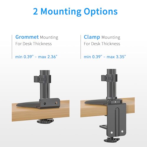SHOPPINGALL Fully Adjustable Dual Gas Spring LCD Monitor Arm Desk Mount Stand with 2 Swing Arms for Two 15"-32" Monitors, Desk Clamp and Grommet Mounting Options in The Box - SA-GM124D-Black
