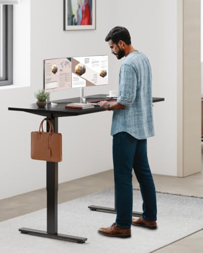 SANODESK 40''x24'' One-Piece Height Adjustable Electric Standing Desk - color: Black Frame+ Black Top, size: 40x24