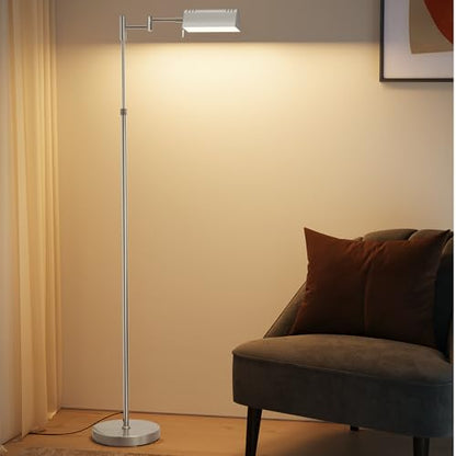 SUNMORY Dimmable LED Pharmacy Floor Lamps, 16W/1500LM Bright Reading Lamp | Remote Touch Control, 350°Swing Arm, Adjustable Height, Task Craft Tall Standing Light for Living Room Bedroom Office, Nickel - color: Nickel