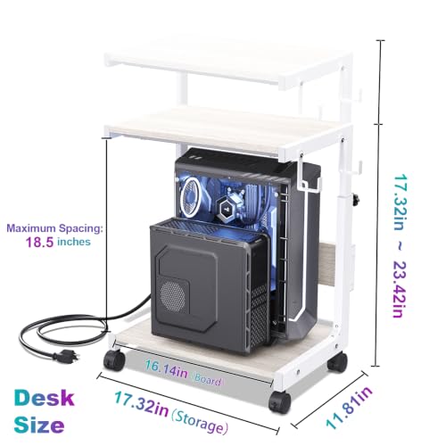 Computer Tower Stand with Charging Station, for Small and Mid-Tower PCs