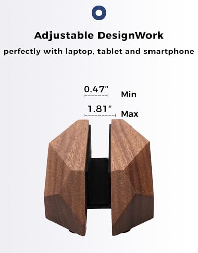 Adjustable Vertical Laptop Stand, MacBook Holder with Wood, Wooden Laptop Stand, Vertical Laptop Holder for Desk, Width Adjustable Dock Fits All MacBook/Surface Pro - color: 1 slot walnut