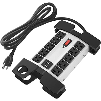 CCCEI Heavy Duty Power Strip with USB Ports, 10 Outlets. Grey, 10FT. - color: Grey, size: 10ft