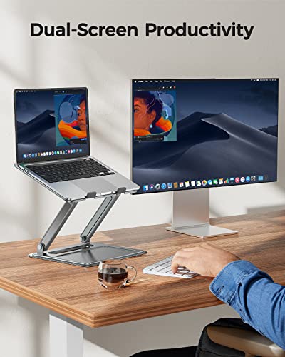 LORYERGO Adjustable Laptop Stand, Portable for 17.3inch Laptops, Holds Up to 17.6lbs, Ergonomic Posture & Heat Dissipation - Gray - color: Gray