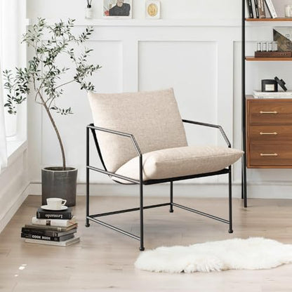 Accent Chair Living Room Chairs Accent Chairs Set of 2 Comfy Reading Chair for Bedroom Upholstered Lounge Chair Mid Century Modern Arm Chair Side Sofa Chair Armchair Waiting Room Chairs(Cream, 2) - color: Cream