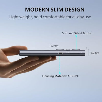 N95s Presentation Clicker for PowerPoint with Digital Laser Pointer | Wireless Presenter with Countdown Timer, USB-C Rechargeable PowerPoint Slide Advancer Remote for Projector and TV Screens - color: Green - BLE&USB-C