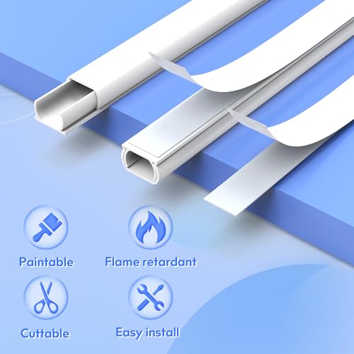 Mini Cable Hider 142" Paintable Cord Cover for Single Cable, White