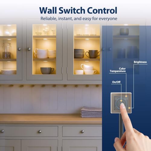 V4light Wired LED Puck Lights, Under Cabinet Lighting Touch Dimmer, 4 Pack - color: Gray, size: 4 Pack