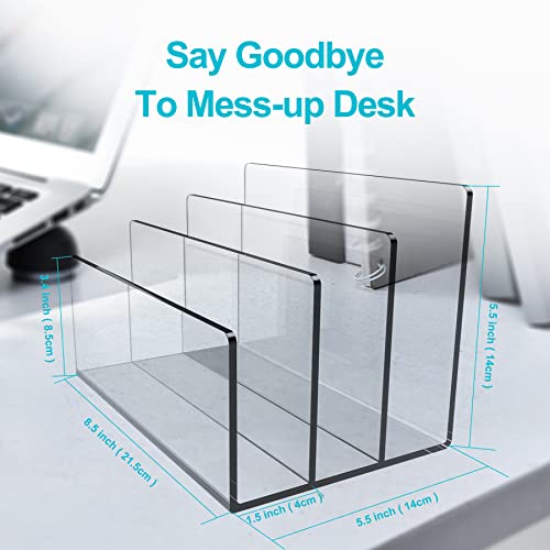 Boloyo Acrylic File Holder,2PC 3 Sections Clear File Organizer Mail Letter Sorter Desktop Folder Holder for Home Office School Envelope Bill Filling Paper Document - color: Clear, size: 3 Sections(2PC)