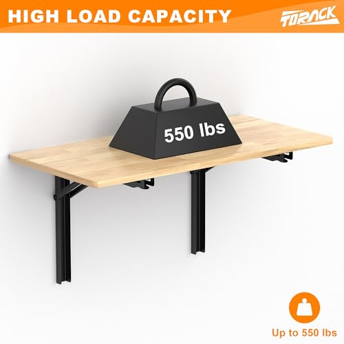 TORACK Heavy Duty Wall Mounted Folding Workbench, Collapsible Wall Table | Space-Saving, Wall Folding Desk for Garage, Workshop, Holds up to 550 lbs, Size: 47.25 x 22.75 in - size: 47.25x22.75 inch