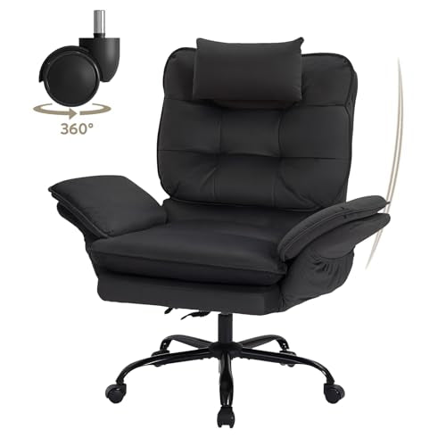 Bestier Criss Cross Chair with Flip-Up Armrests and Headrest, Black Velvet | 135° Reclining Executive Chair with Side Pockets and Wheels, Big and Tall Computer Desk Chair for Home Office - color: Black Velvet, size: High Back