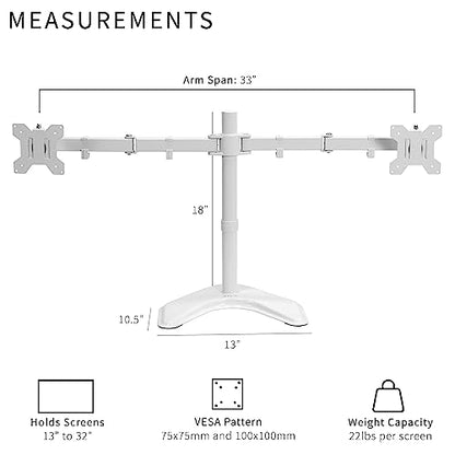 VIVO Dual LED LCD Monitor Free-Standing Desk Stand - color: White, size: 13" - 32" screens
