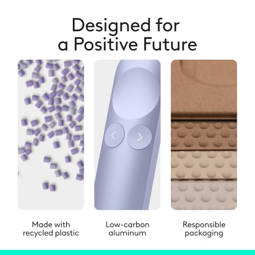 Logitech Spotlight 2 Presentation Remote Wireless Clicker - Light Lilac | Clicker with haptics, digital highlighting, customizable actions, laser pointer, quick charge, Bluetooth, USB-C - color: Lilac