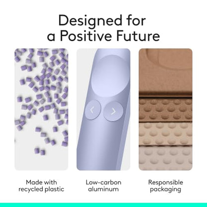 Logitech Spotlight 2 Presentation Remote Wireless Clicker - Light Lilac | Clicker with haptics, digital highlighting, customizable actions, laser pointer, quick charge, Bluetooth, USB-C - color: Lilac