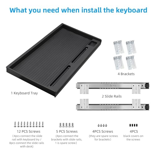 Under Desk Keyboard Tray, 20" Wx11"D Sturdy Key Board Tray Under Desk Slide with Pen Tray, Desk Extender with Pen Holder,Black - size: 20"Wx11"D