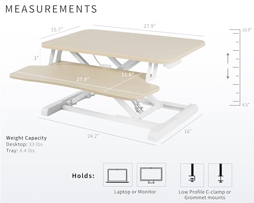 VIVO Light Wood 28 inch Standing Desk Converter, DESK-V028KF - color: Light Wood, size: 28"