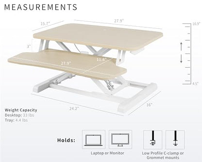 VIVO Light Wood 28 inch Standing Desk Converter, DESK-V028KF - color: Light Wood, size: 28"