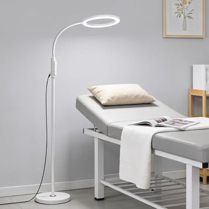 Supe Bright 24W Dimmable LED Floor Lamp with Remote Touch Control Adjustable Gooseneck Standing Light for Reading Makeup Tattoo Lash Extensions White Modern Smart Tall Lamp Living Room Bedroom Office - color: White 24W Remote and Touch Dimming