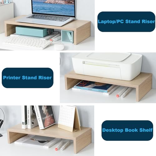 TEAMIX 20 inch Wood Monitor Stand Riser, Wooden Desktop Stand Shelf, Maple - color: Maple, size: 20 inch
