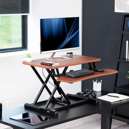 VIVO Dark Walnut 28 inch Standing Desk Converter, DESK-V028KA - color: Dark Walnut, size: 28"